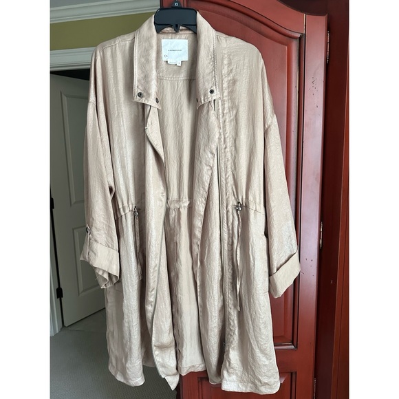 Anthropologie- Drapey satin duster - gold - Picture 1 of 3